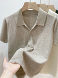 Zingj Beauty Solid Color Thin Polo Lapel Sweater Female Summer New Small Short-Sleeved T-Shirt