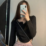 Zingj Sense Long-Sleeved T-Shirt Female 2024 Spring And Autumn New Korean Version Slim Careful Machine Bottom Shirt Short Student