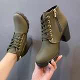 Round Head With Martin Boots French Retro And Ankle Short Boots Thick Background Anti-Slip Side Zipper Women's