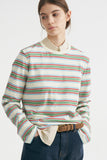 2025 New Striped T-Shirt Women Simple Casual Loose Thin Sleeve Long-Sleeved