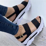 New Spring And Summer Sandals Women's Wide Face With Thick Bottom Slope And Leisure 43 Large Women's