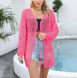 Beach Knitted Jersey In Summer 2025 Sexy Solid Color Knitted Beach Swimwear Shirt Sunscreen