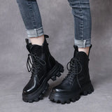 Layer Of Cow Skin Leather Pine Cake Foam Thick Base Lightweight Martin Boots Women Autumn And Winter Engren Wind Height Locomotive Boots Single