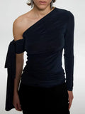 Temperament Wind 2025 New French Niche Collar Asymmetrical Long-Sleeved Splicing With Women's