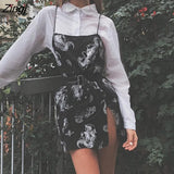 Women's Dragon Pattern Print Sling Dress Summer Fashion Wild Sleeveless Spaghetti Strap Split Mini
