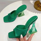 Slippers Women 2025 Summer New High-Hee Slippers Square Women Cold Slippers Large Code