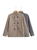 Women's Autumn And Winter New Fashion Temperament Loose V-Neck Double Buckle Coat