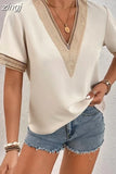 Casual Loose Blouse Women V-Neck Streetwear Shirt 2023Summer Fashion Basic Top Women Party Clothing Shirt