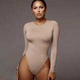 Zingj Autumn Winter New Women's Botop Bottom Round Collar Long Sleeve Jumpsuit