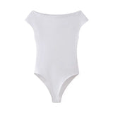 Spring New Temperament Fashion One Word Collar Short Sleeve Pure Color Joined Cotton Vest Female