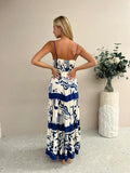 Zingj Summer Women's Temperament Casual One Word Collar Lace Stitching Halter Dress