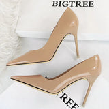 Shoes Patent Leather Woman Pumps Pointed Toe High Heels Sexy Women Office Shoes Stiletto Heels Fashion Women Basic