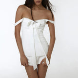 Zingj Summer New Women's Sexy Low-Cut Bow Tie Top Half Body Small Buttock Skirt Suit