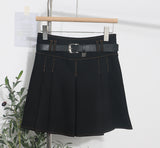 And Summer Women's Retro Modern Hit Color Clear Line Pressure Skirt Anti-Light Short Skirt With Belt