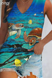 Summer Loose Tank Top Women Beach Sleeveless Shirt Women's Printed Vest Women Blusas Para Mujer Female Clothing