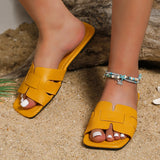Flat-Bottomed Cool Slippers 2025 New Casual Wear Simple Fashion Square Side Beach