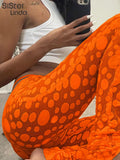 Embroidered Sheer Mesh Leggings Women Pants 2023 Summer Casual Skinny Stretch Dot Print Trousers Lady Bottoms