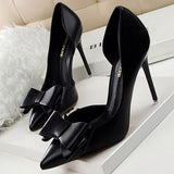 Shoes Bow-knot Woman Pumps Stiletto 10.5 Cm Women Basic Pump Pointed Toe Classic Pumps Sexy High Heels Women Shoes