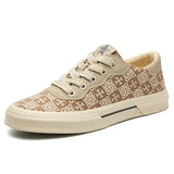Autumn New Men's Shoes Fashion Small Casual Men's Canvas Shoes Print Low-Top Flat-Bottomed