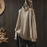 Retro Half-High Sweater Women Loose Large Plate Type 2025 Autumn And Winter Casual Knitted