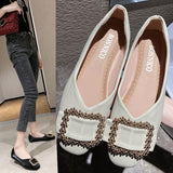 Korean Version Of The New Large-Size Sharp Single Shoes Women's Flat-Bottomed Soft-Soled Grandmother Shoes Light-Mouthed Shoes