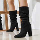 Women's Top Tip A Foot Pedal Winter Fashion Coarse Heel Boots Fashion Comfortable Female Boots Chunky