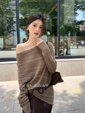 Xixi 2025 Autumn New White Standard Loose Long-Sleeved Hollow Wool Knitted Sweater Sweater Women