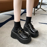 Leather Shoes 2025 Spring And Autumn New Metal Belt Buckle Waterproof Platform Platform With Mary Jane Love Single Shoes