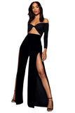 Side Large Slit Straight-leg Trousers Sexy