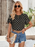 Clear New Wind Hot Women's Wear 2025 New Round Collar Pinch Pleated Polka Point Short-Sleeved Jacket