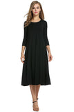 Women's Clothing 2025 Spring New Dress Fashion Casual Fold Seven-Sleeve Solid