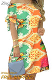 Women Off Shoulder Summer Mini Dress Sexy Short Sleeve Bow Tie Print A Line Party Short Dresses Vestidos