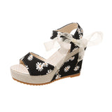 Hee Women's Sandals Fruit Pattern High Heel Sandals Women 2025 Spring And Summer New Word Fish Mouth Bow Women's