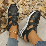 New Thick-Soled Sandals Hollowed Out Breathable Sports Sandals Large Size Women's Solid Color Baotou Spot