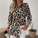 And Winter New Elegant Shirt Leopard Print Long-Sleeved Casual Holiday Shirt
