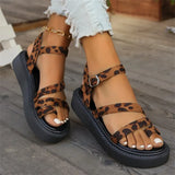 Sandals Women's 2025 Summer New High-End Thick-Soled Women's Shoes Leopard Cross-Slip Roman