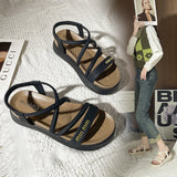 New Fashion Soft-Soled Roman Shoes With Skirts Sandals Retro French-Soled Toe