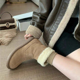 Boots Women Winter New Sen Series Retro Plus Velvet Cotton Shoes Flat Hair Short Boots