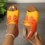 Asia's New Large-Size Sandals Women's Thick Bottom Slope And Lace With Magic Sticky Beach Cold