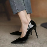 High-Heeled Women 2025 New Small Fragrant Temperament Tips Inside The Height Of High-Soled Shoes Patent Leather Single