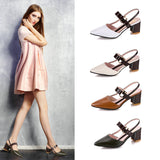 Spring And Summer New Single-Shoe Women's Sharp Head Thick-Heeled Women's Shoes Heeled High Heels Hollow Women's
