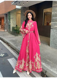 Court Style Trumpet Long Sleeve Clapping Waist Single Buckle A Word Positioning Print Dress Dress Dress