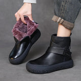 Wool Women's Boots Head Layer Of Cowhers Retro Leisure Cotton Boots Autumn And Winter New Warm Flat Bottom Soft Bottom Boots