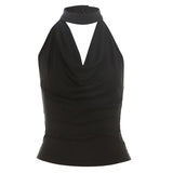 Retro-Styled Collar Hanging Neck Slings Women's Summer New Sweet Cool Style Slimming