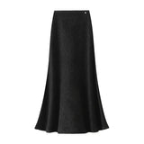 Tail Half Dress Women 2025 Autumn New Design Sense Metal Buckle High-Waist Temperament Medium Long A Skirt