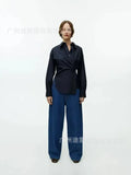 Women's Long-Sleeved Solid-Colored Shirt Design Feels Thin
