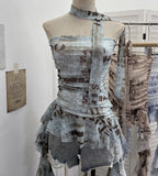 Shooting Spice Girls Irregular Lotus Leaf Side Ribbon With Non-Slip Strip Mesh Printing Chest Vest