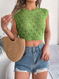 Wind Shooting Spring And Summer Hollow Leaves Exposed Umbilly Knitted Sweater Holiday Tops Women's