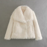Women's Clothing 2025 Autumn And Winter 2025 New Fashion Loose Artificial Fur Collar Coat