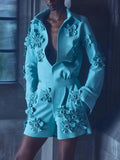 Zingj Spring New Fashion Temperament Three-Dimensional Flower Design Sense Closed Waist Show Thin Jumpsuit